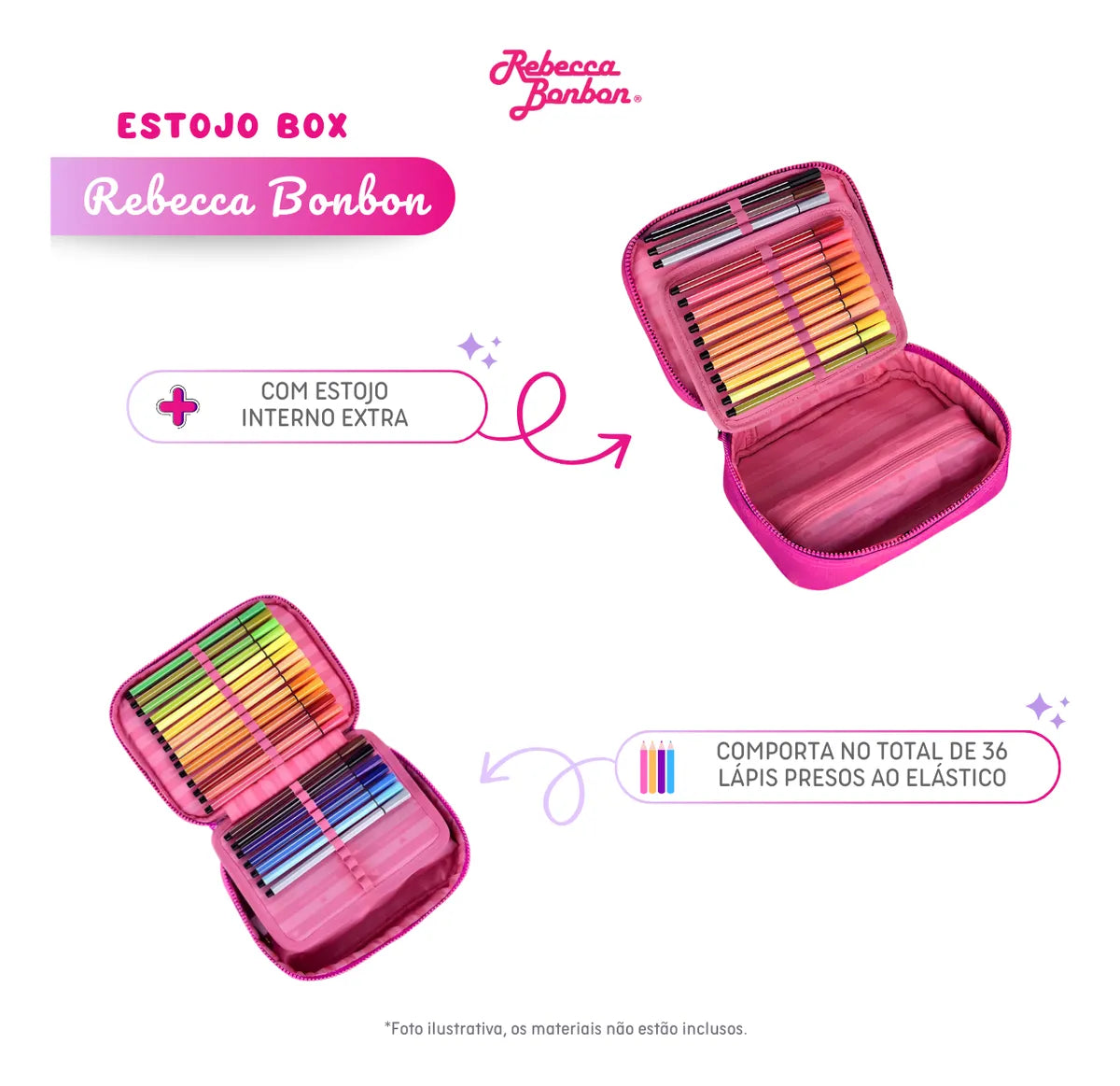 Estojo Rebecca Bonbon Holo Shine 36 Lapis
