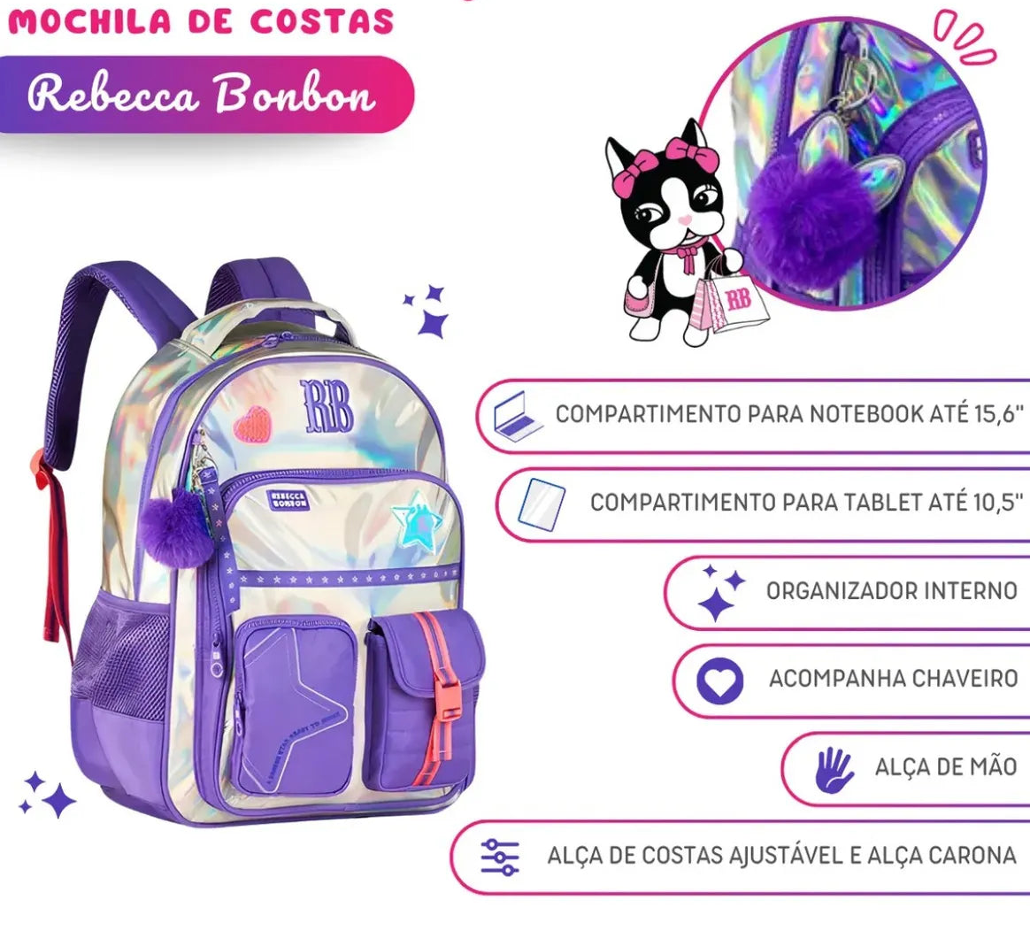 Mochila De Costas Rebecca Bonbon Holo Shine 19