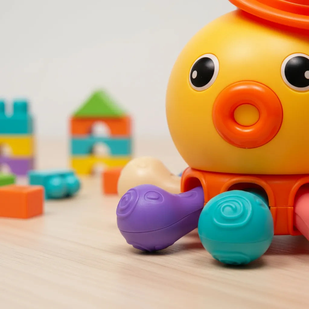 Polvinho Buba de Atividades +6M — Sensorial, Giratório, Com Buzina e Tentáculos Interativos