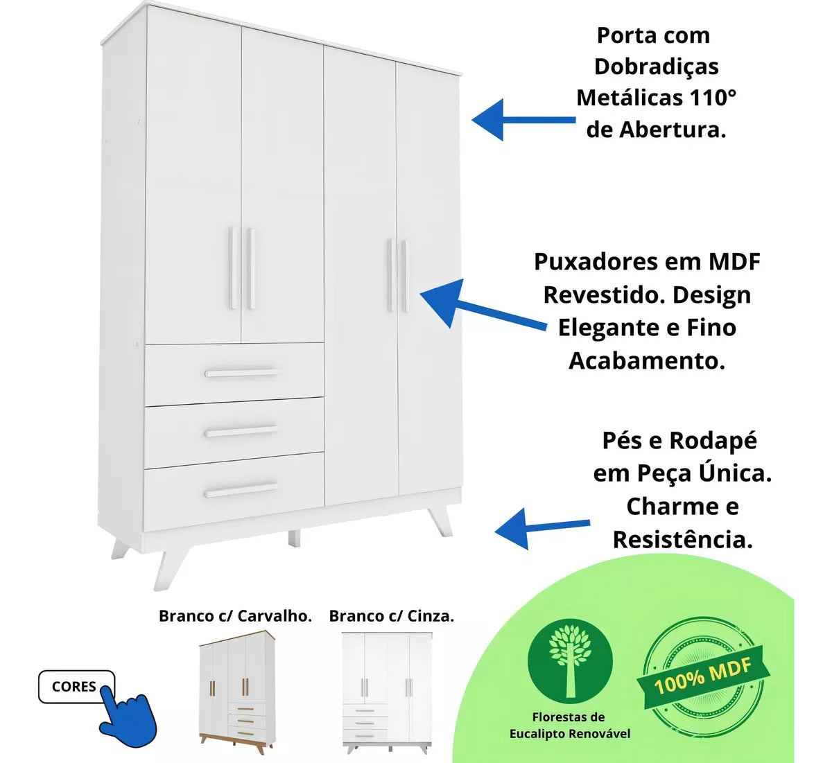 Guarda Roupa Retro Peroba 4 Portas Lisa