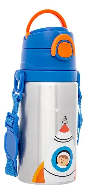 Garrafa Térmica Infantil Inox com Canudo e Alça