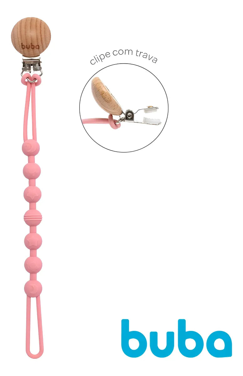 Prendedor de Chupeta Buba Bolinhas em Silicone +3M
