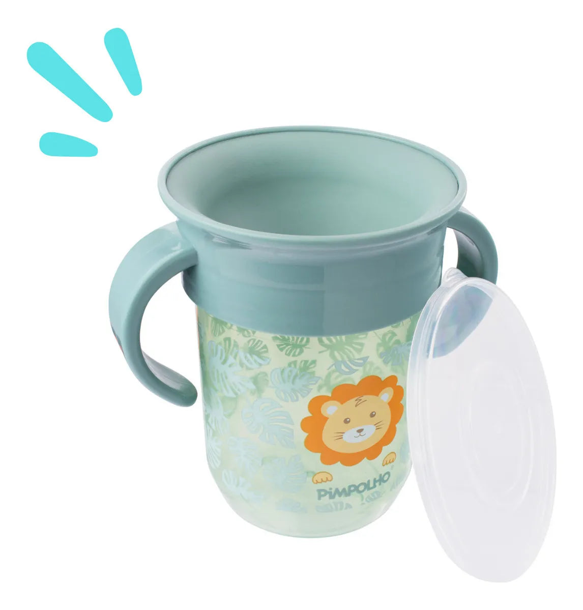 Copo Treinamento 360 Pimpolho Leao C/alca E Tampa +6 M - 240 Ml - Verde