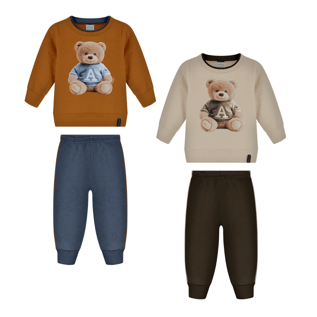 Conjunto Infantil Alakazoo em Moletom Felpado com Estampa de Urso