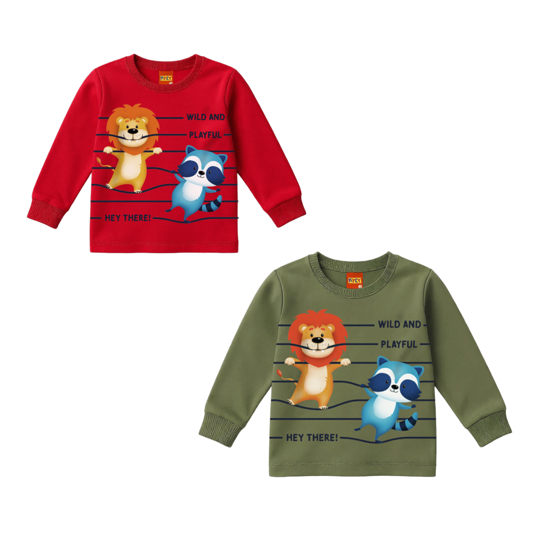 Camiseta Infantil Masculina Kyly - Wild and Playful Amigos da Selva