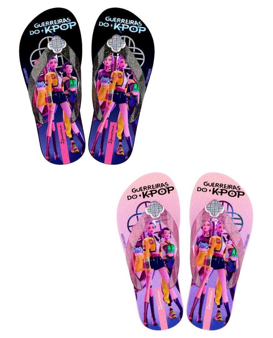 Chinelo de Dedo Infantil Ipanema Guerreiras do K-POP Licenciado Confortável Grendene