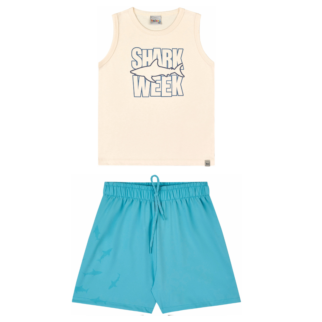 Conjunto Infantil Masculino Kaiani Shark Week - conforto e estilo para o dia a dia