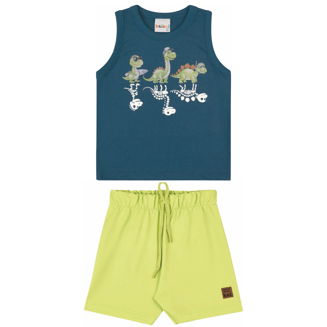 Conjunto Infantil Masculino Kaiani Dinossauros – Conforto e Estilo para o Dia a Dia
