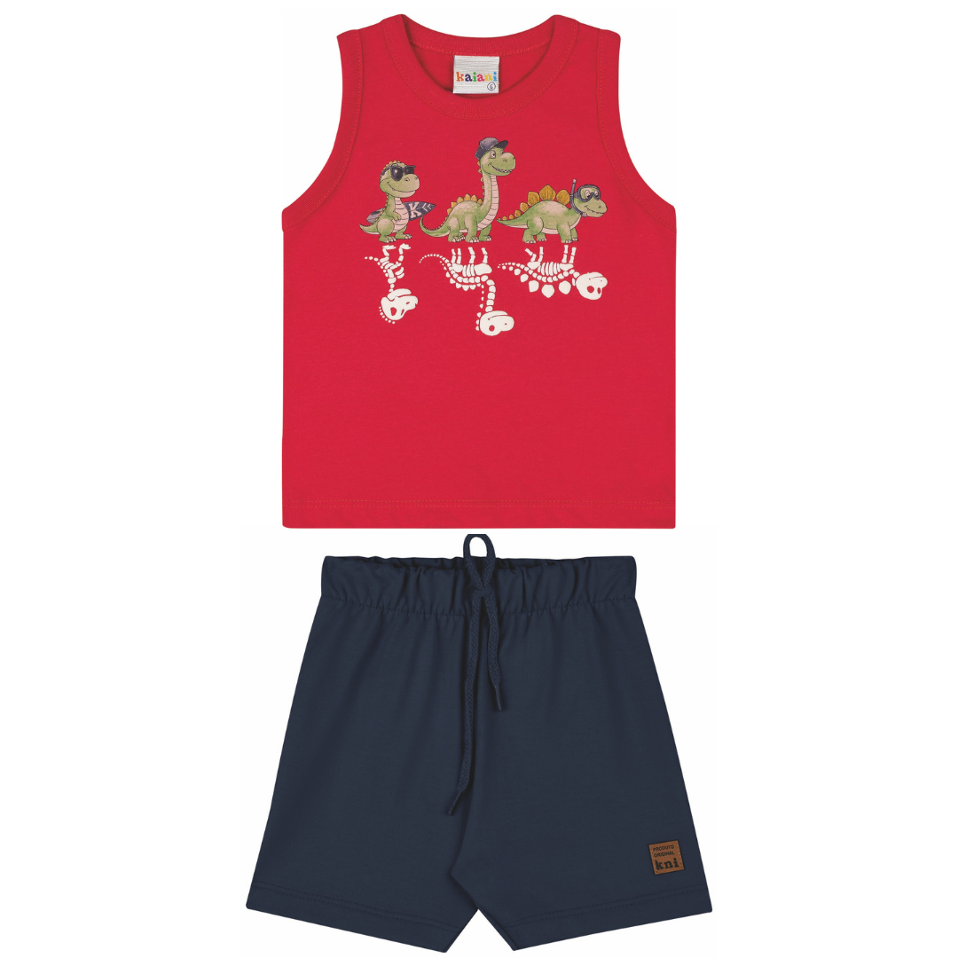 Conjunto Infantil Masculino Kaiani Dinossauros – Conforto e Estilo para o Dia a Dia
