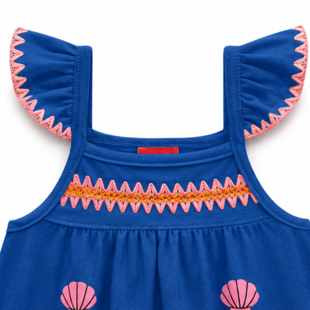 Vestido Infantil Feminino Kyly Castelinho de Areia em Algodão
