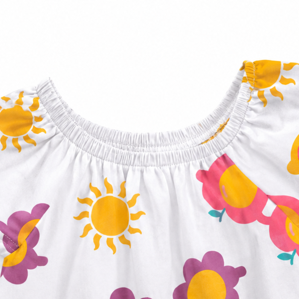 Vestido Infantil Feminino Kyly Estampa Divertida Óculos e Sol