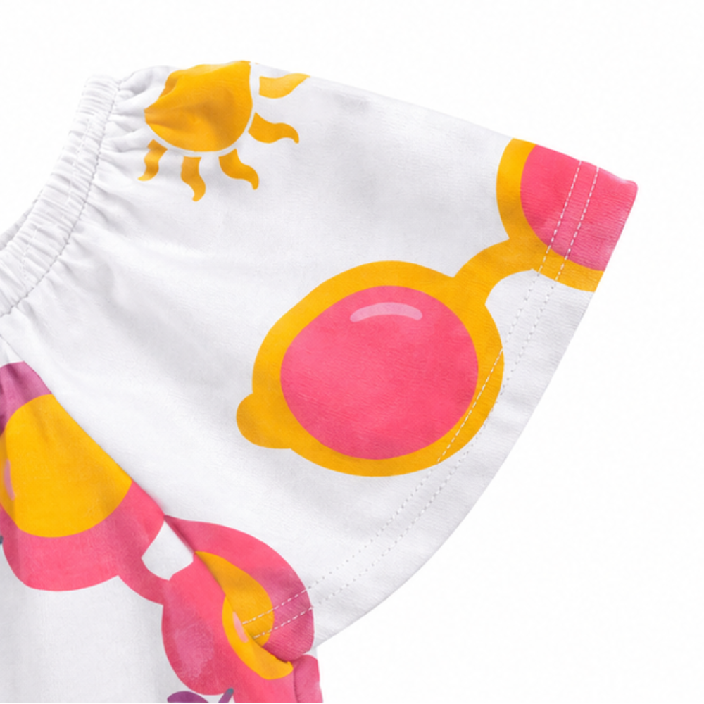 Vestido Infantil Feminino Kyly Estampa Divertida Óculos e Sol