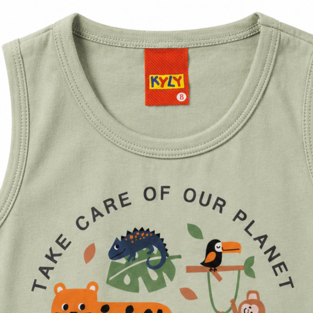 Conjunto Bebê Masculino Regata e Short Kyly Animais Planet