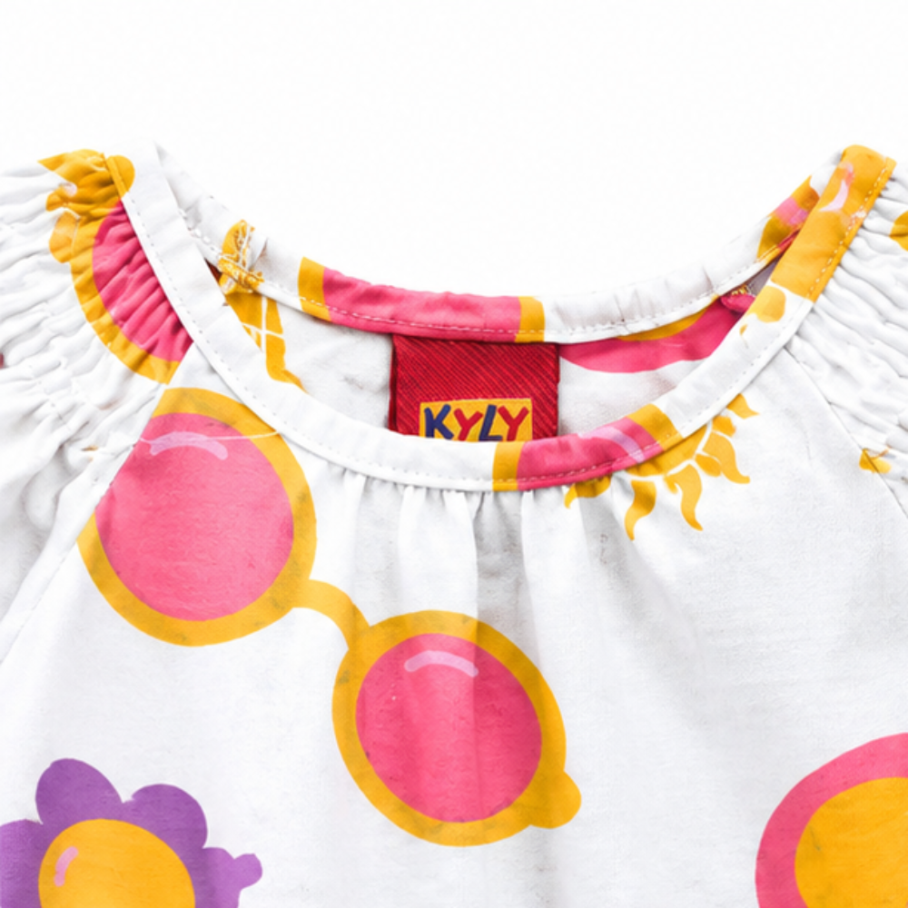 Conjunto Feminino Infantil Kyly Blusa e Short Estampa Divertida Verão