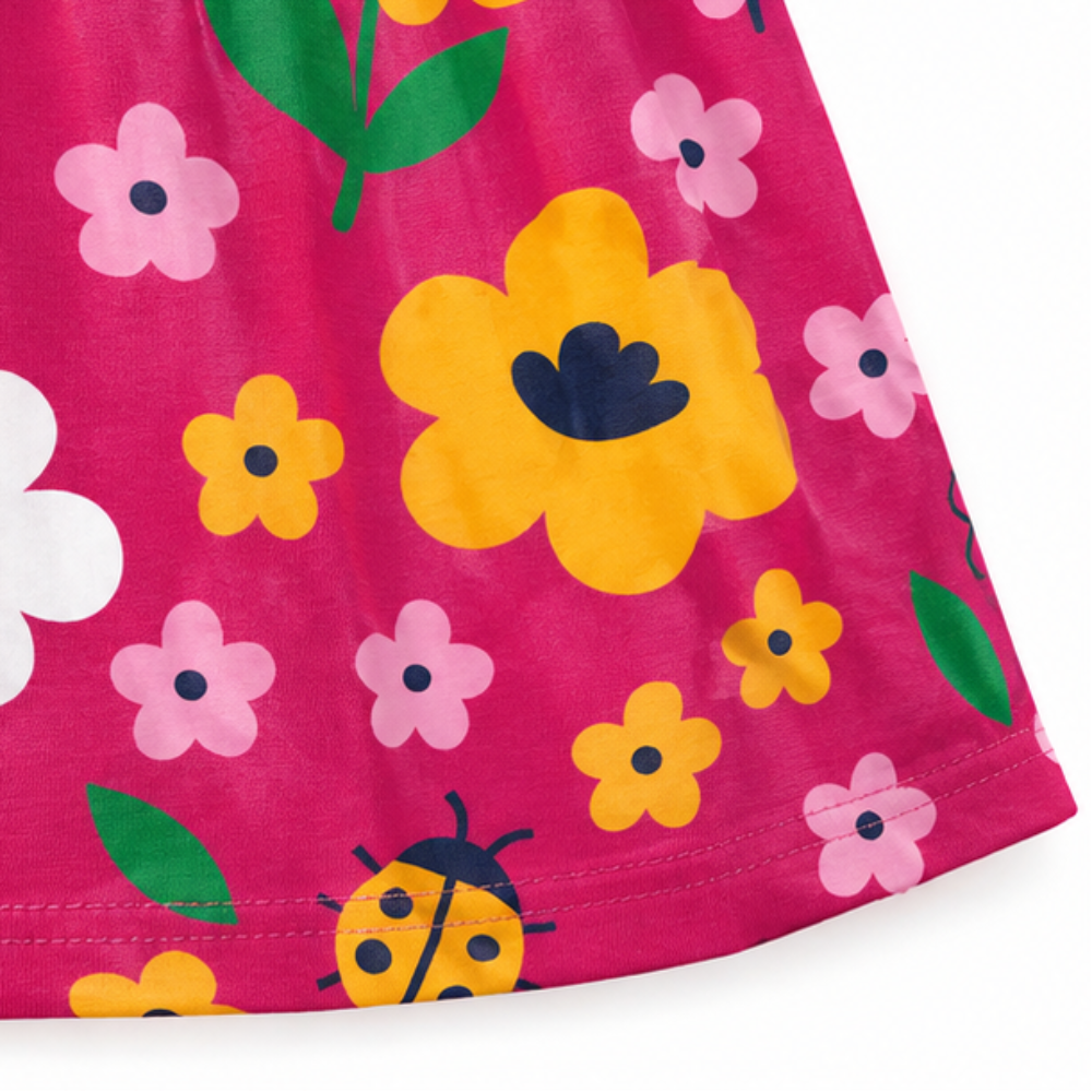 Vestido Feminino Kyly Bebê Regata Joaninha e Flores
