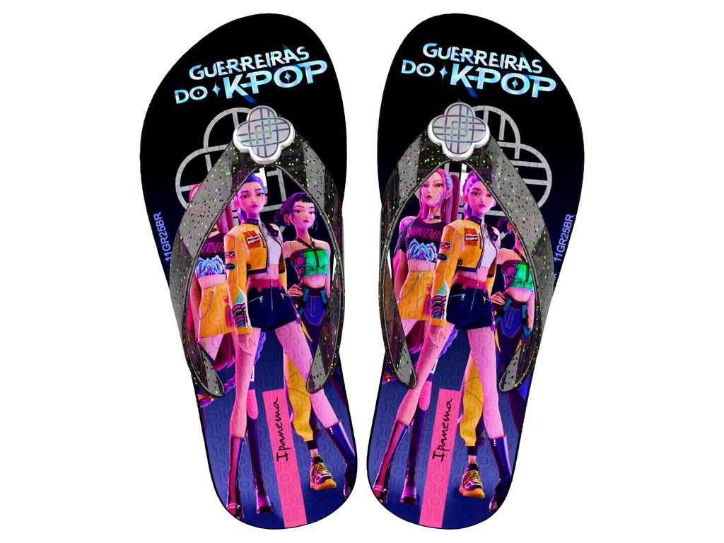 Chinelo de Dedo Infantil Ipanema Guerreiras do K-POP Licenciado Confortável Grendene