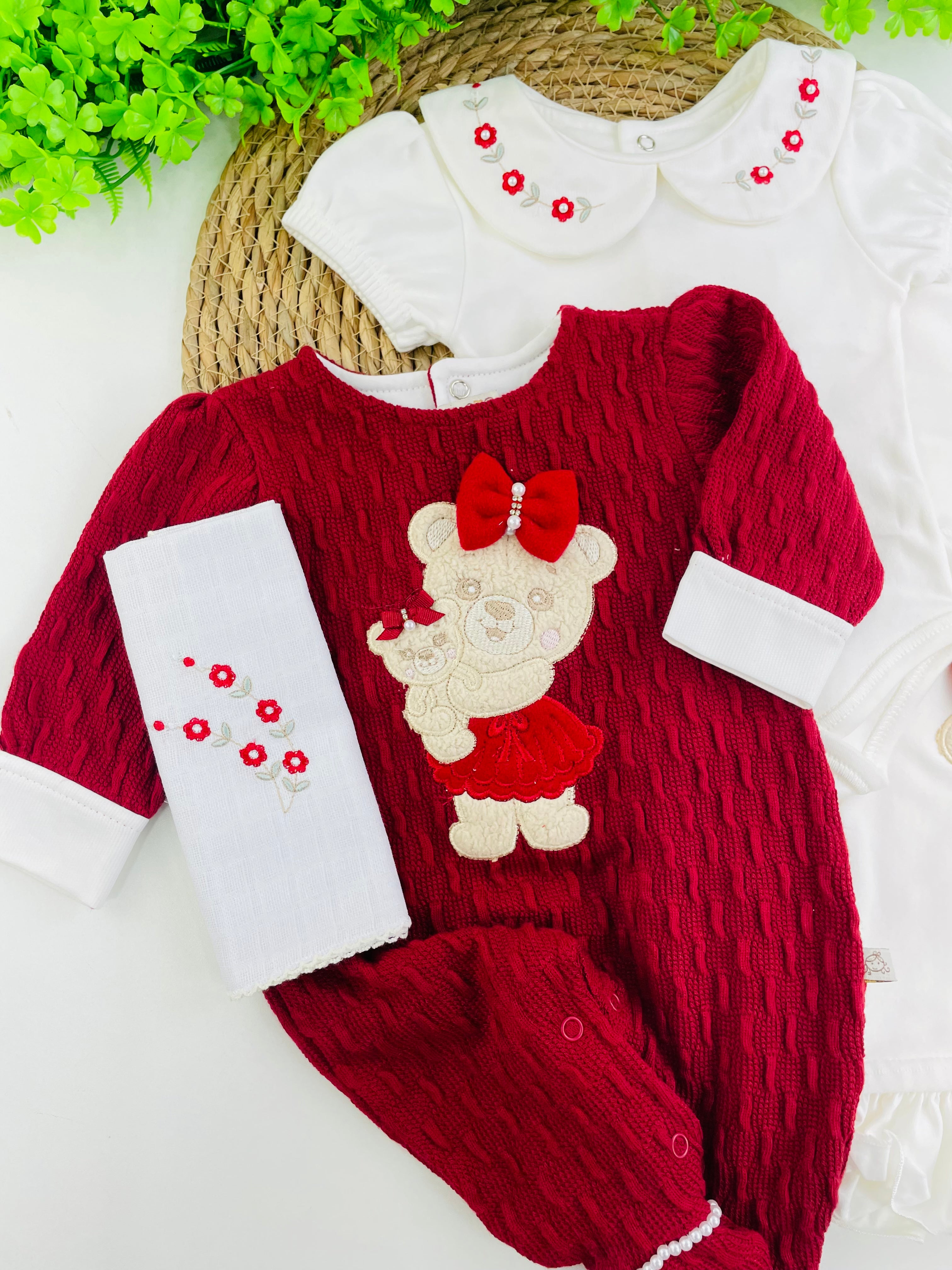 Saida De Maternidade Pipoquinhas Baby Ursa 4 Peças