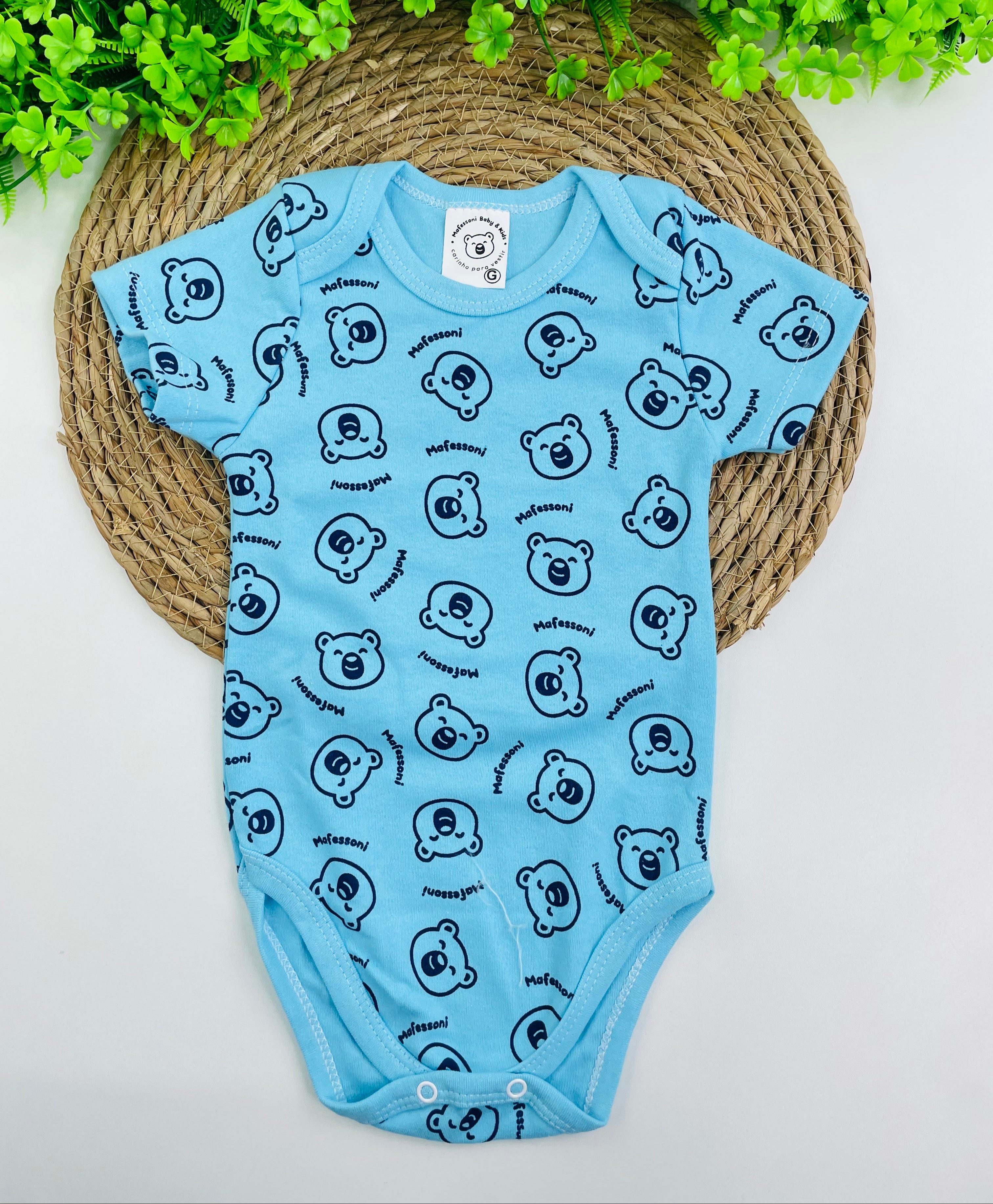 Body Meia Manga Mafessoni Urso Azul