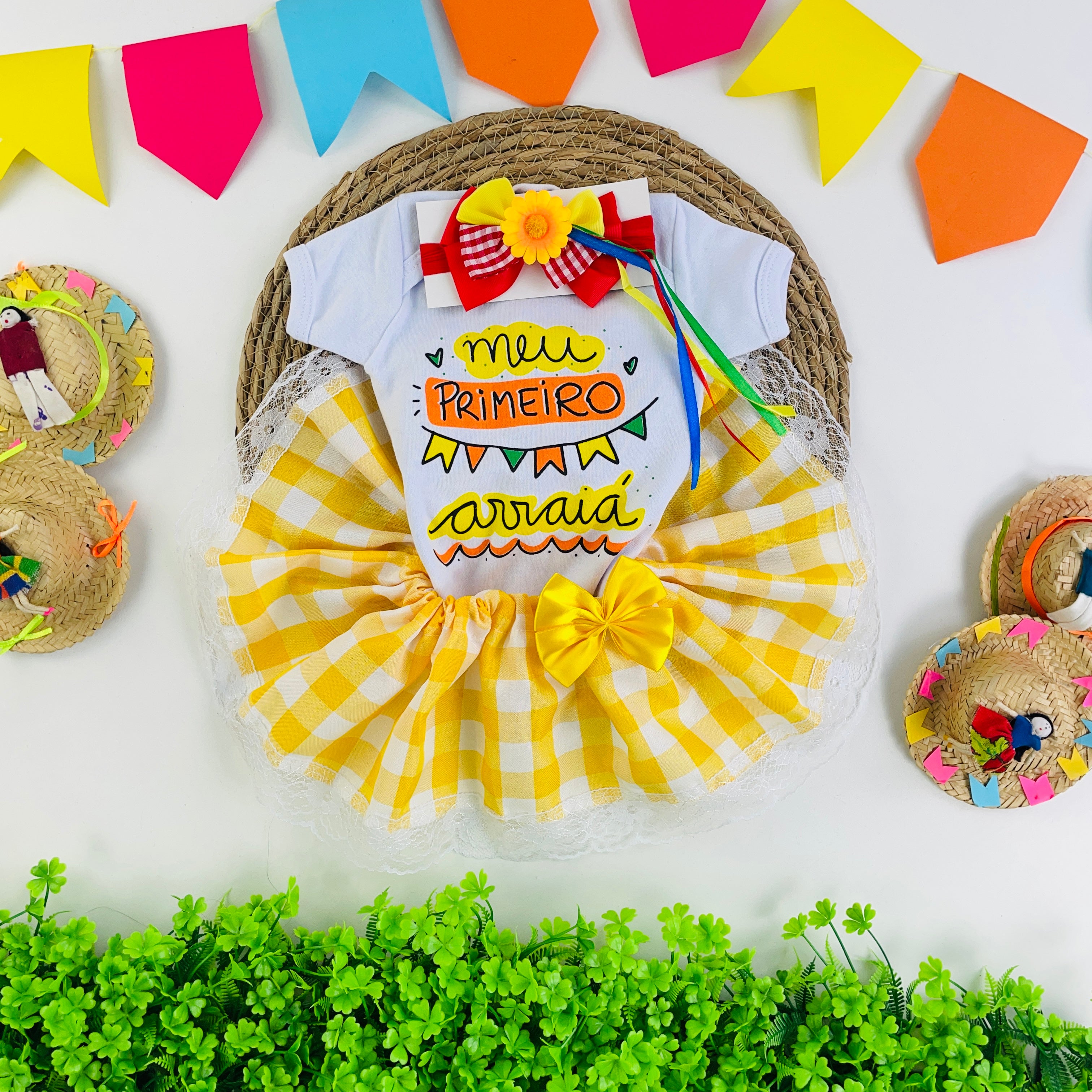 Look completo Body + Saia + Faixa de cabelo Festa Junina