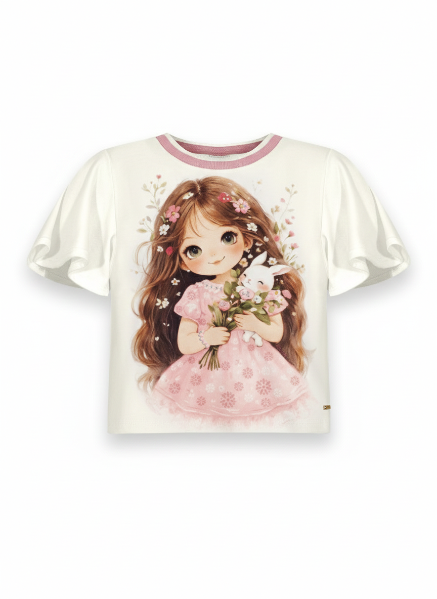 Conjunto Infantil Alakazoo Menina Flores e Coelhinho