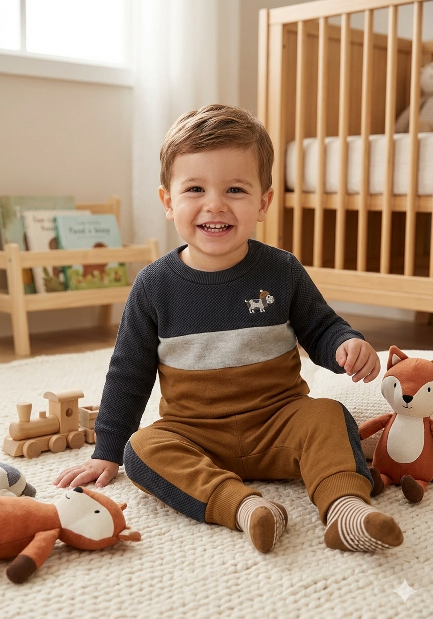 Conjunto Infantil Masculino Alakazoo Cachorrinho Manga Longa em Malha Soft e Moletom