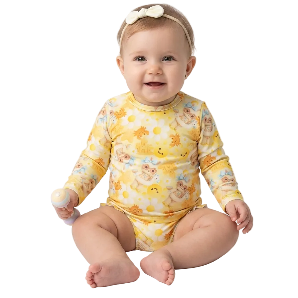 Conjunto Manga Longa Infantil Baby Kamylus Tchibum Coelhinha na Praia Proteção UV 50+ Dri-Fit