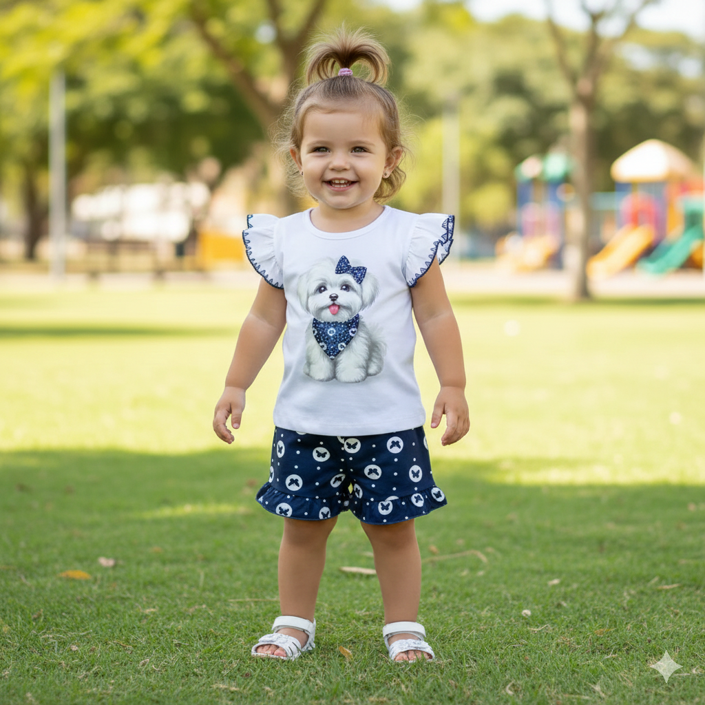 Conjunto Infantil Feminino Kyly Cachorrinho