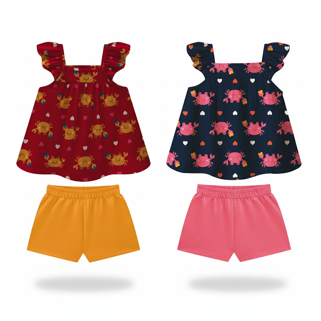 Conjunto Feminino Kyly Caranguejos e Corações