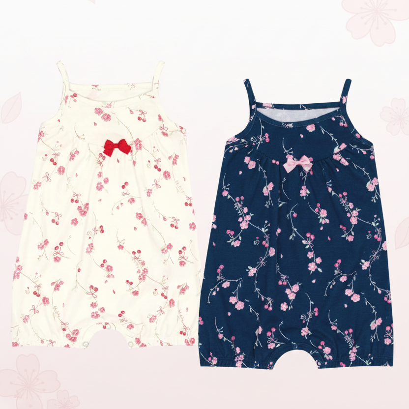 Macacão Bebê Feminino Kiko Baby Curto Estilo Romper Florzinhas