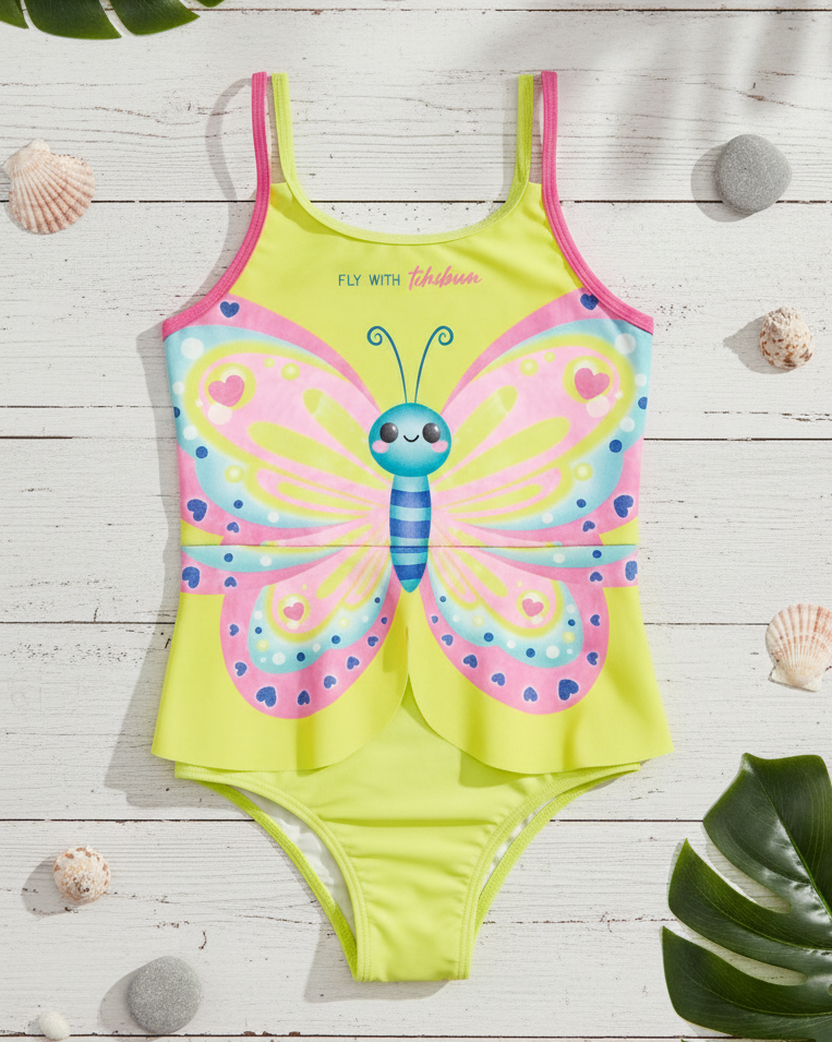 Maiô Infantil Feminino Kamylus Tchibum Borboleta – Proteção Solar UV50+