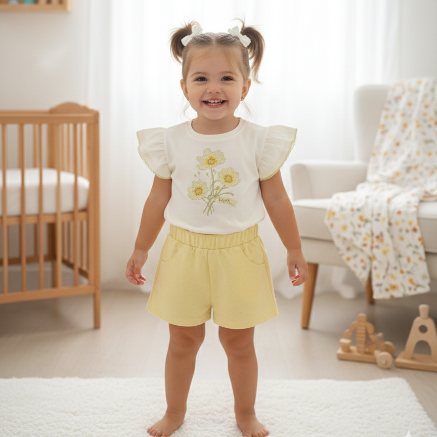 Conjunto Infantil Feminino Pulla Bulla com Blusa Estampada e Shorts – Conforto e Estilo para o Dia a Dia