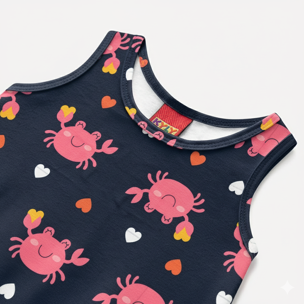 Vestido Infantil Kyly Caranguejo e Corações