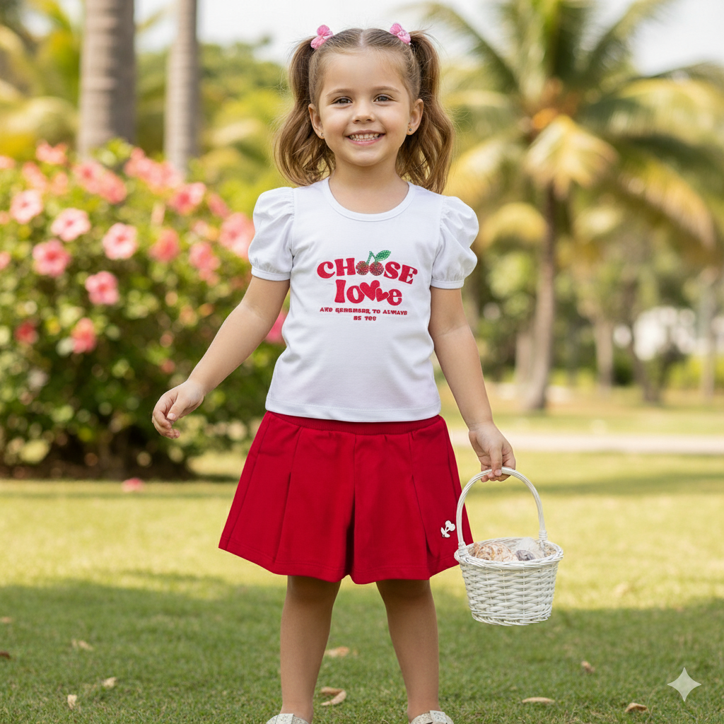 Conjunto Infantil Feminino Brincar e Arte Choose Love