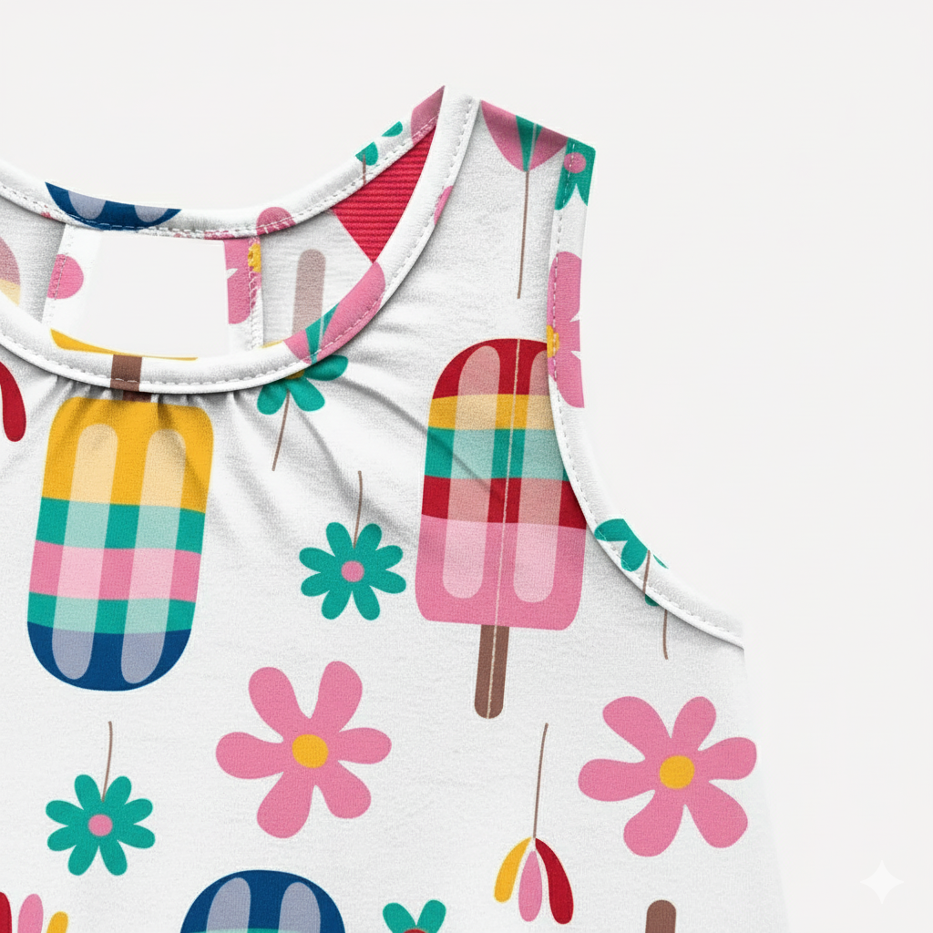 Vestido Infantil Kyly Picolés e Flores