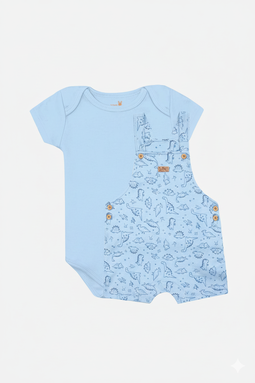 Conjunto Bebê Masculino Kiko Baby Dinossauros - Body e Jardineira