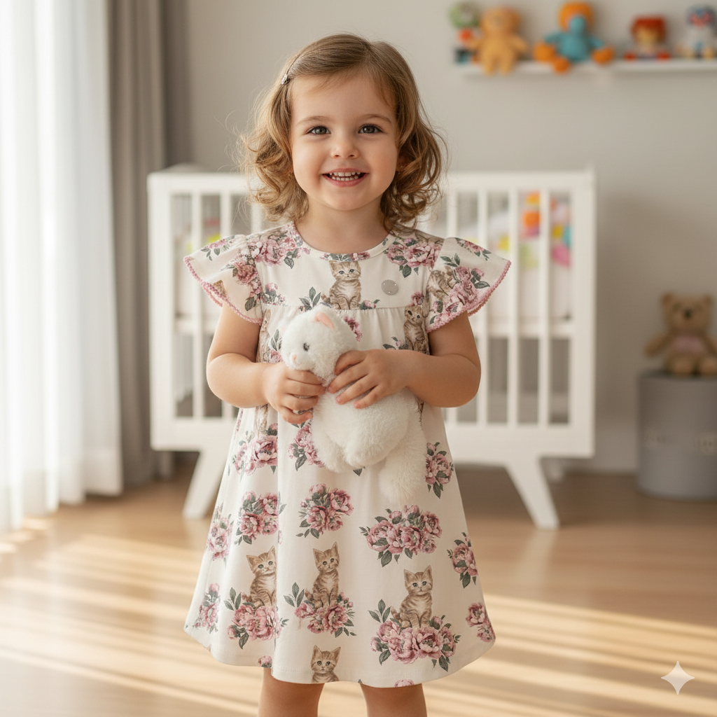 Vestido Milon Gatinho e Flores