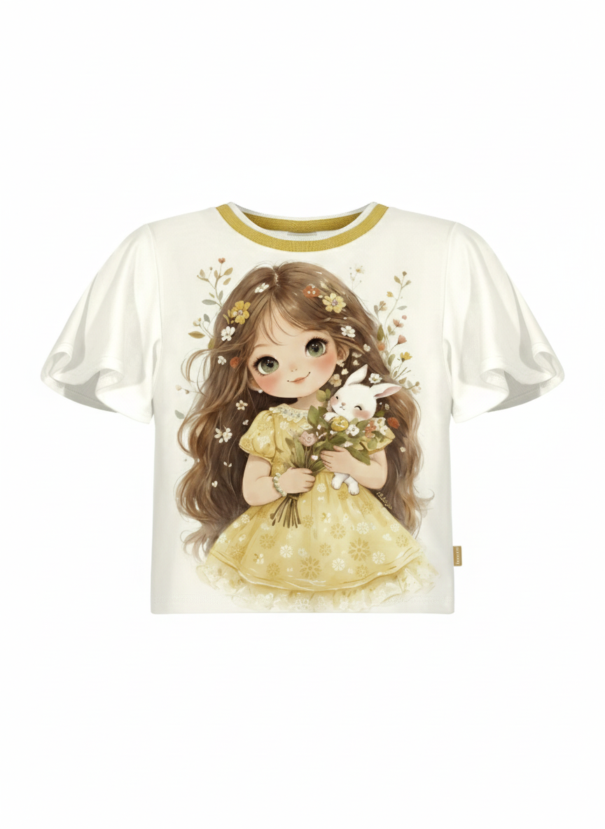 Conjunto Infantil Alakazoo Menina Flores e Coelhinho
