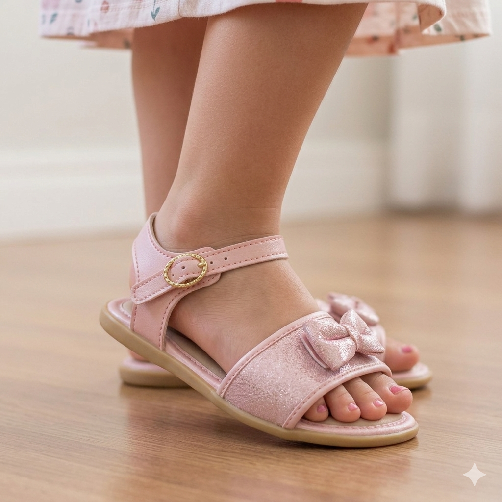 Sandália Infantil Feminina Pimpolho Fofura com Laço e Fechamento em Fivela