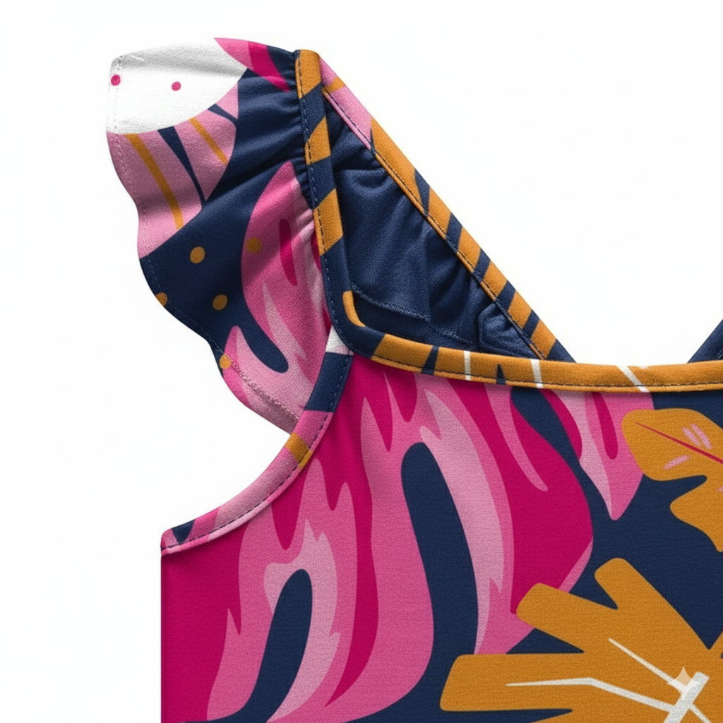 Vestido Infantil Feminino Kyly Folhagens Tropicais