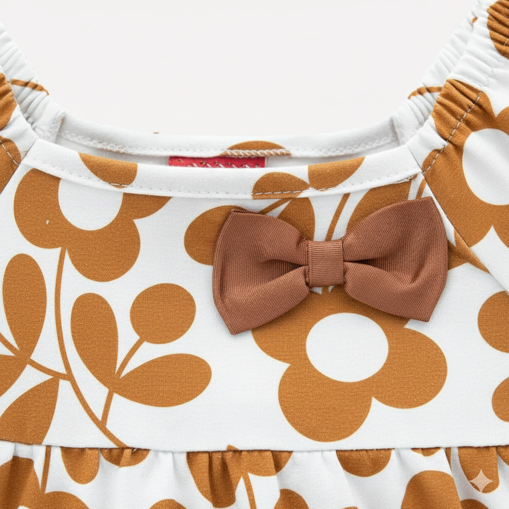 Vestido Infantil Kyly Flores e Lacinho