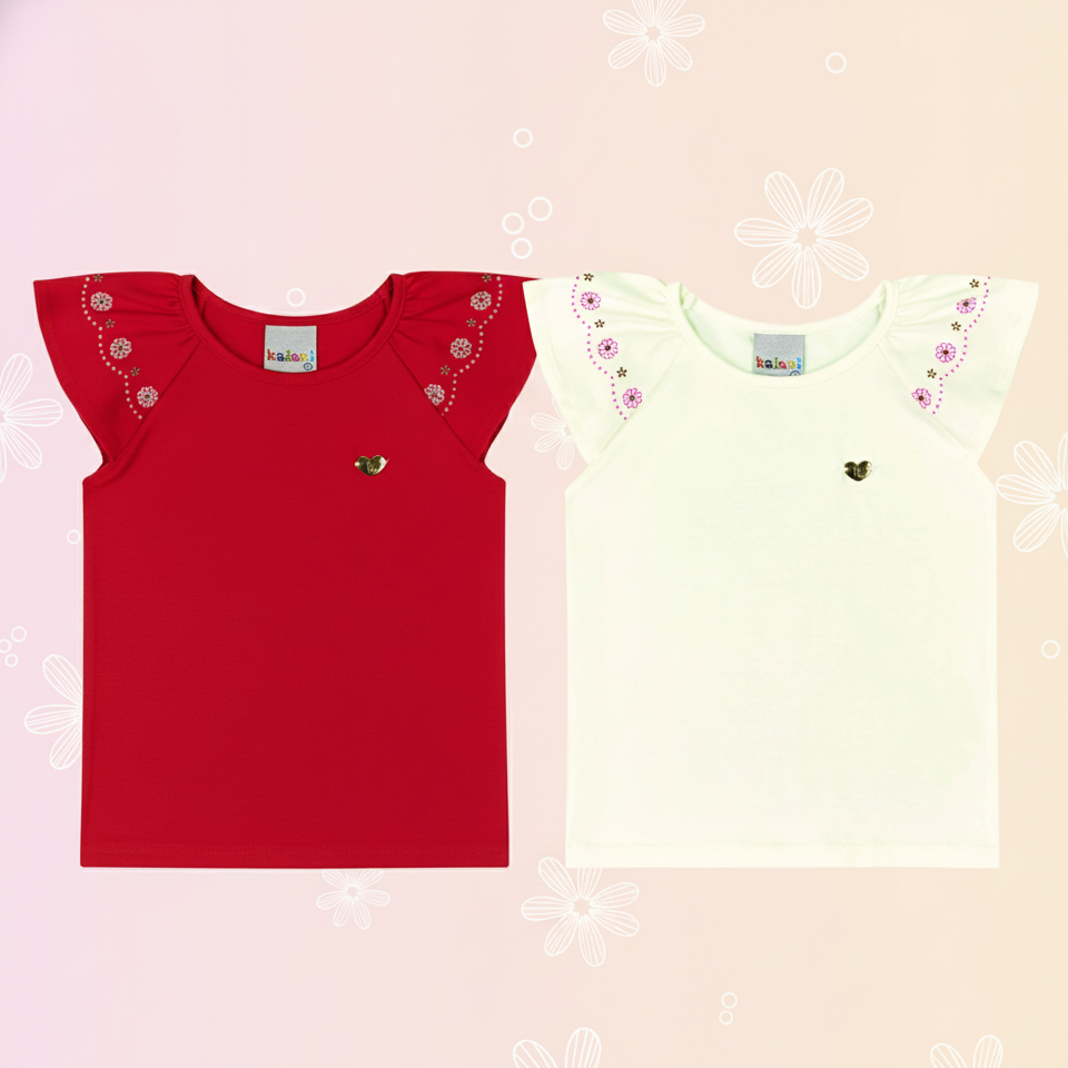 Blusa Infantil Feminina Kaiani Florzinhas – Conforto e Delicadeza para o Dia a Dia