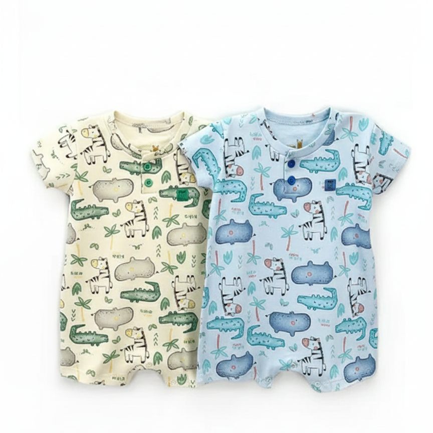 Macacão Masculino Kiko Baby Safari Manga Curta – Conforto e Estilo para o dia a dia do bebê