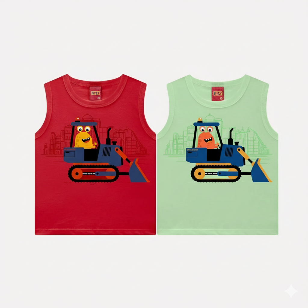 Regata Infantil Masculina Kyly Monstrinho no Trator