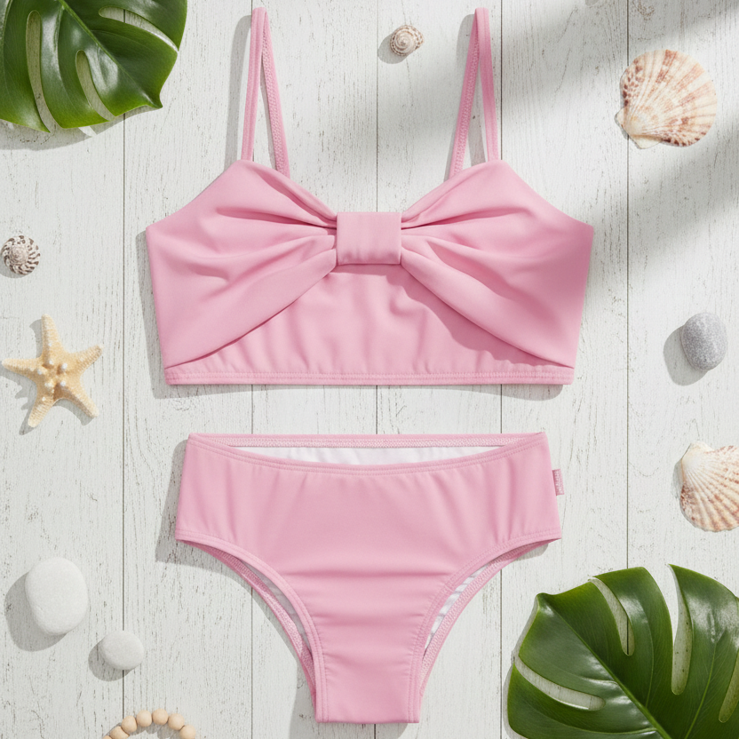 Conjunto Biquíni Infantil Kamylus Tchibum Liso UV50+ – Praia e Piscina