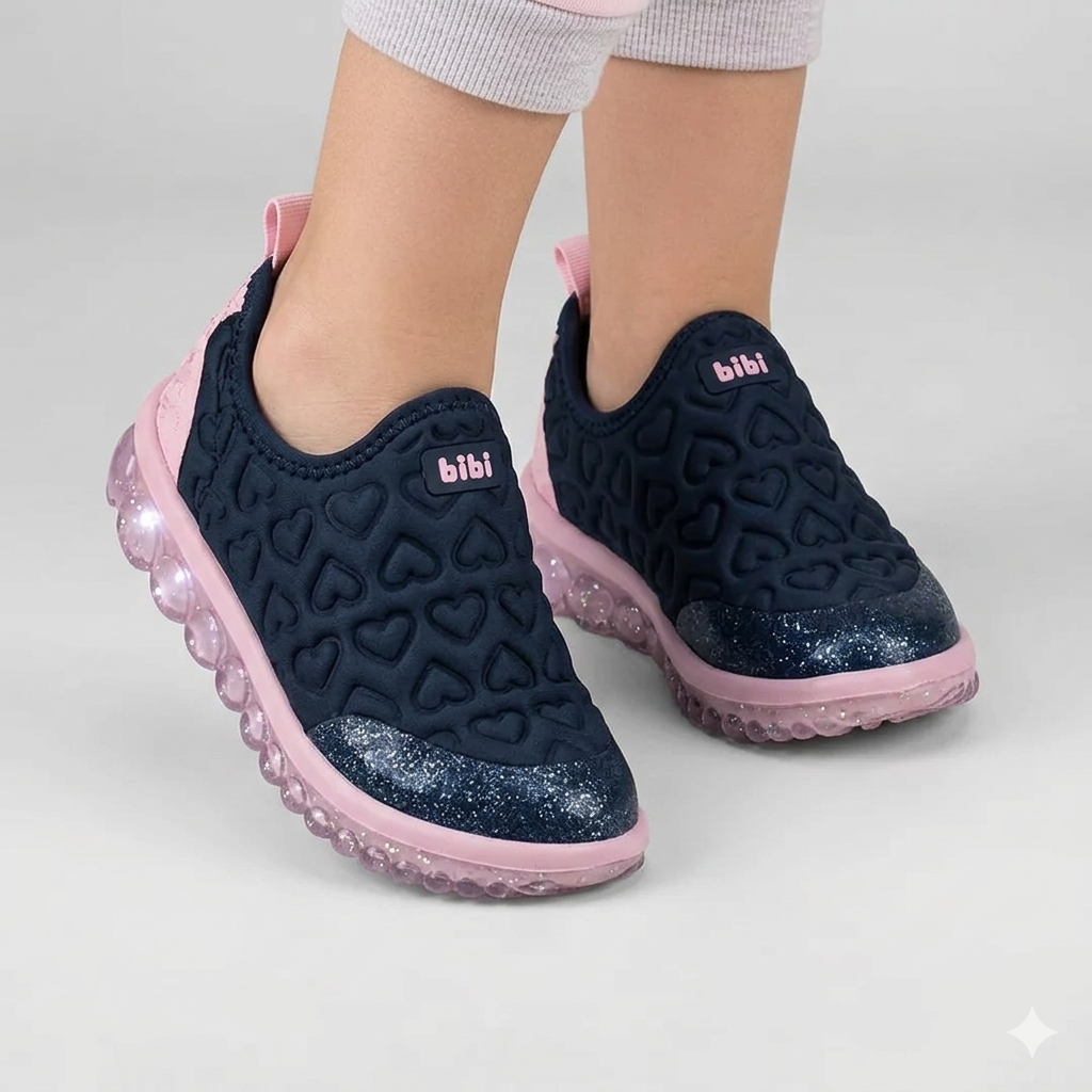 Tênis Infantil Bibi Roller 2.0 Coração Slip-On com Palmilha Fisiológica
