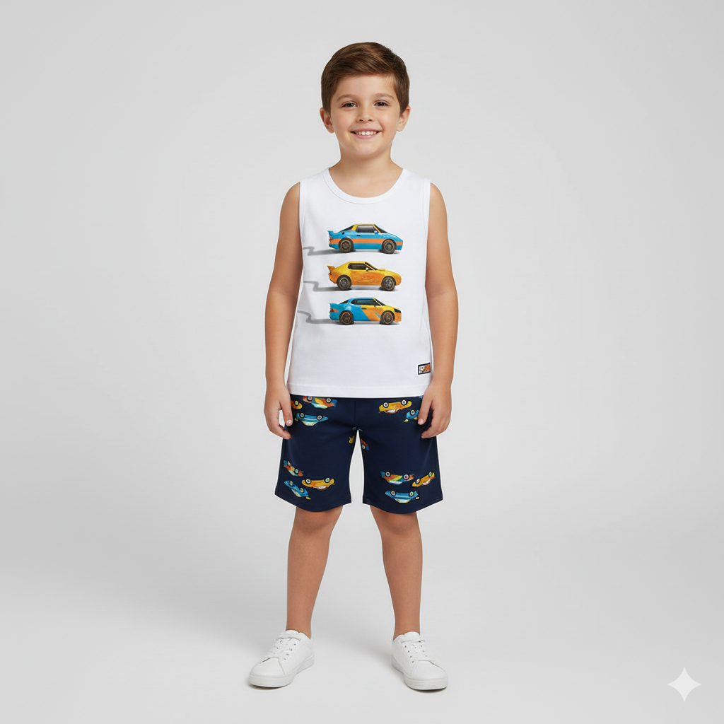 Conjunto Infantil Masculino Kyly Carrinhos de Corrida
