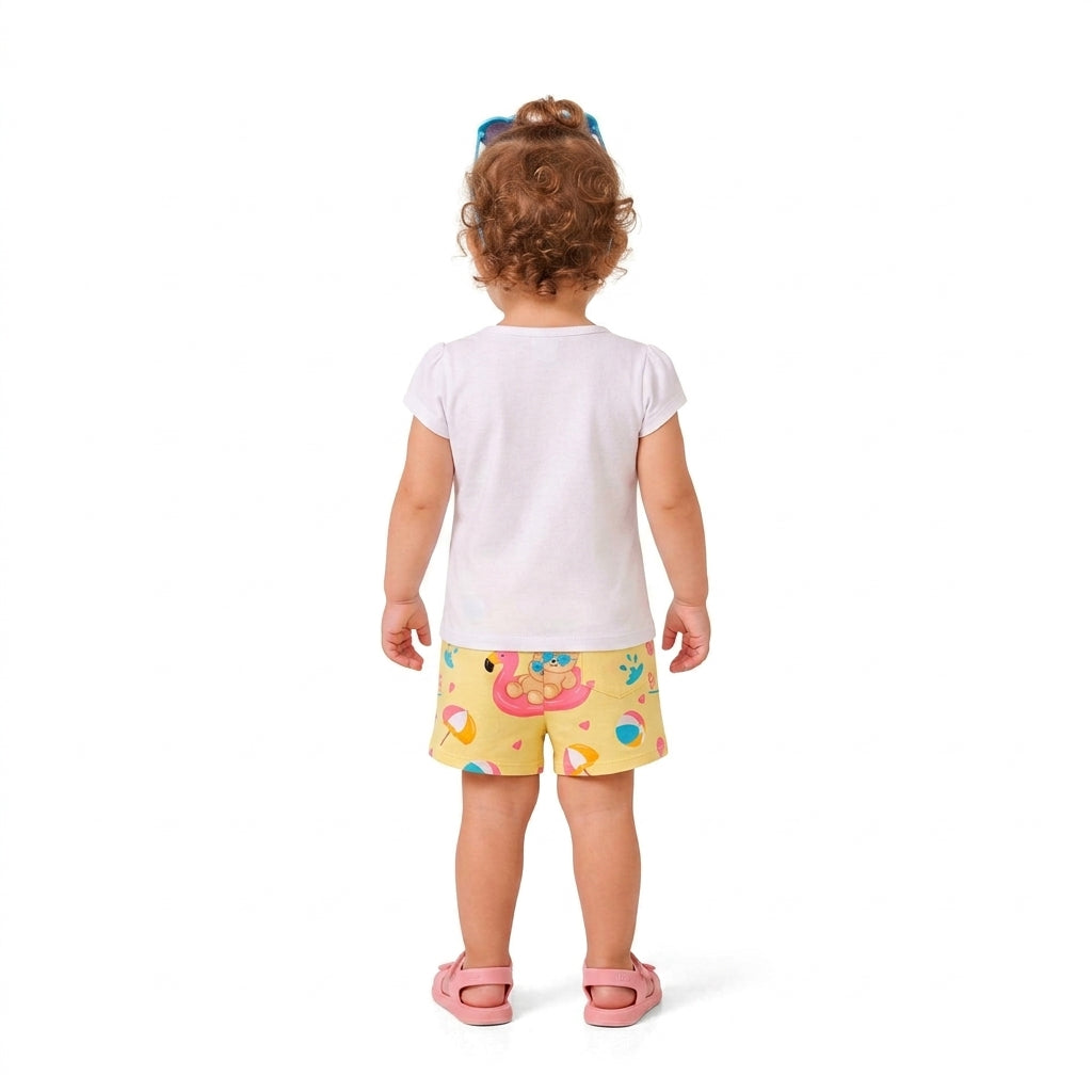 Conjunto Infantil Feminino Kyly Ursinho Summer Blusa e Short