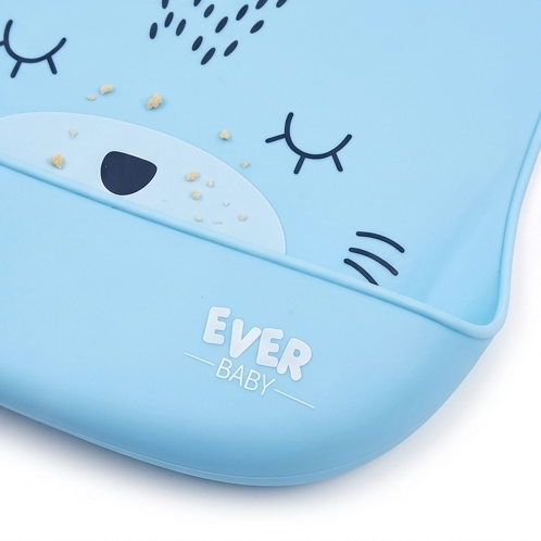 Babador de Silicone com Pega Migalhas Ever Baby Gatinho +3M