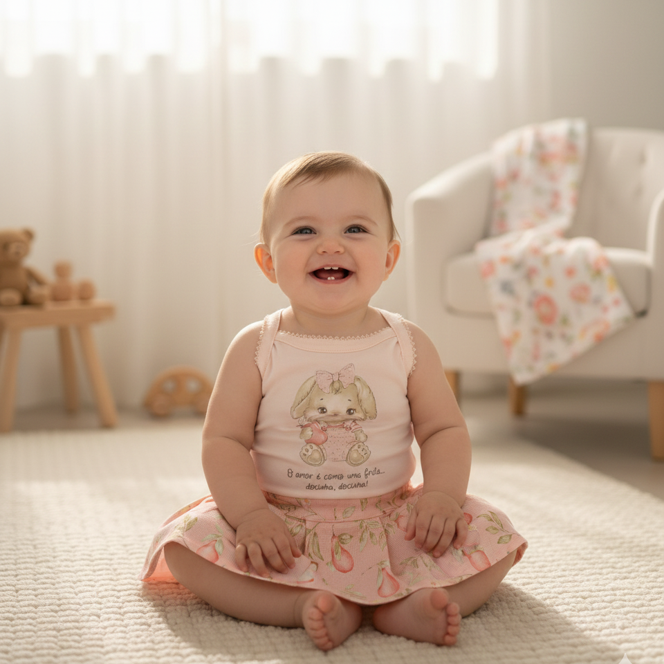 Conjunto Infantil Feminino Pulla Bulla Coelhinha – Conforto e Delicadeza para o Dia a Dia