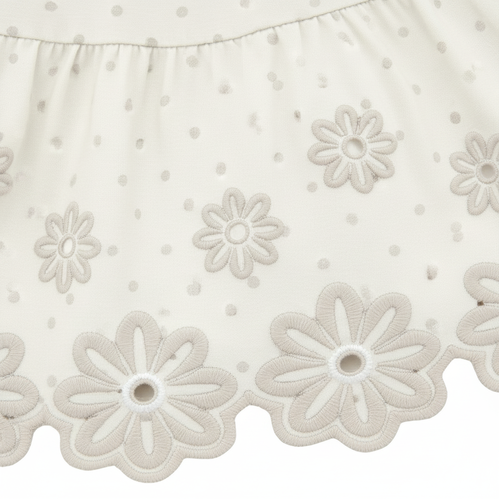 Vestido Infantil Milon Poá com Bordado Floral